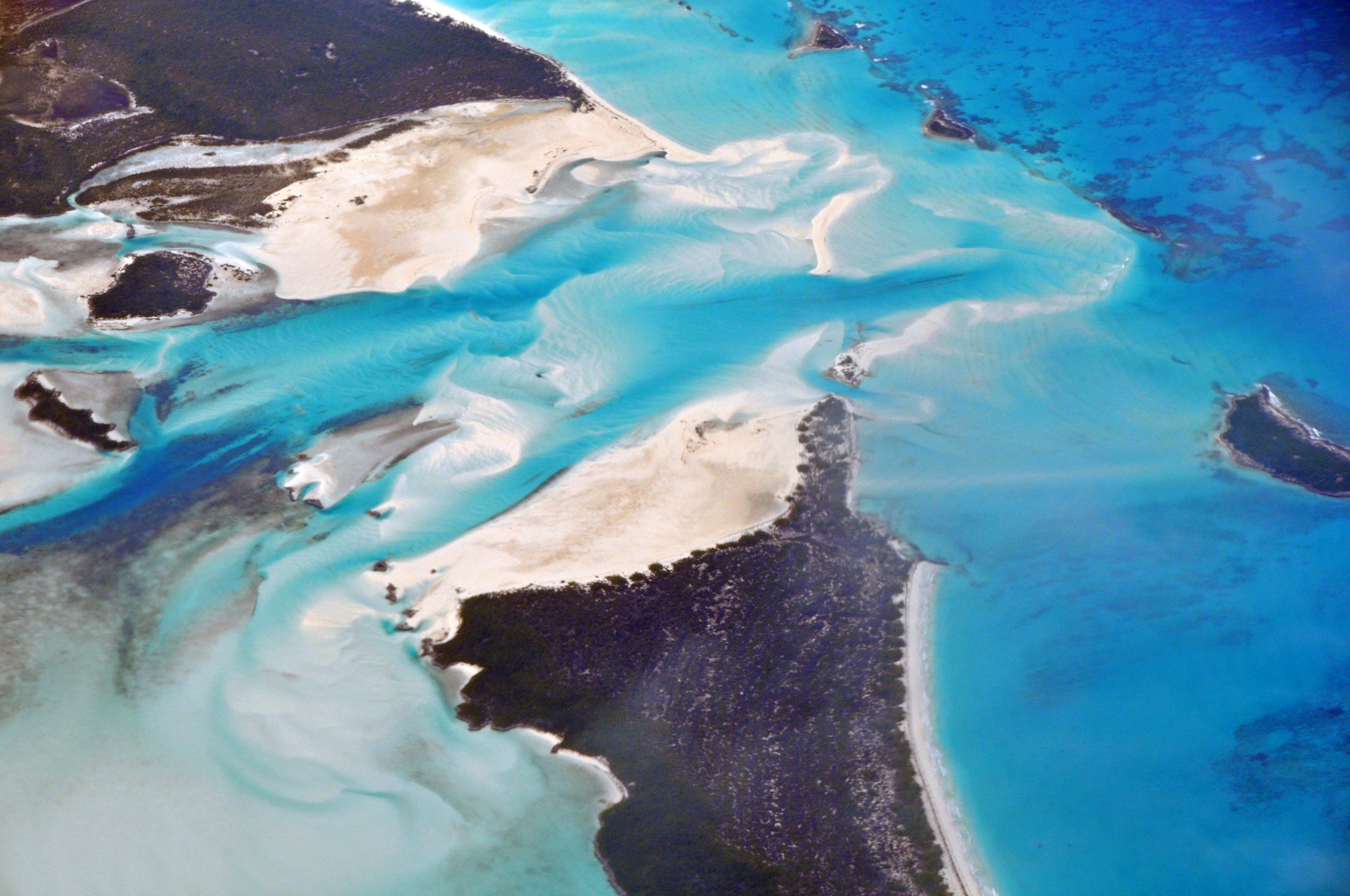 Aerial view of the Exuma Cays